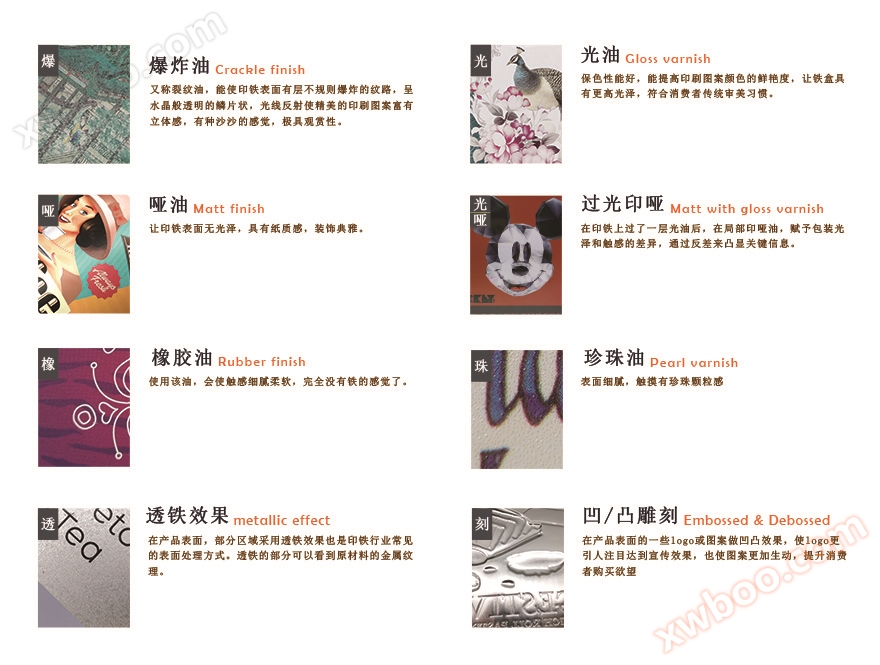 爆炸油,光油,哑油,过光印哑,橡胶油,珍珠油,透铁效果,凹/凸雕刻