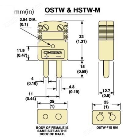 OSTW-(*)-M标准热电偶插头|OSTW-(*)-F标准热电偶插座