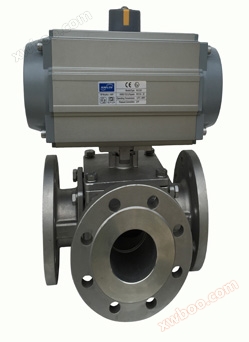 Pneumatic three-way clamp ball valve